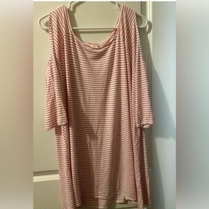 Terra & Sky Striped Cold Shoulder Top